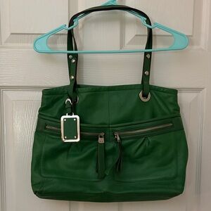 Green Leather Shoulder Bag by B.Makowsky. Excellent pre owned cond.